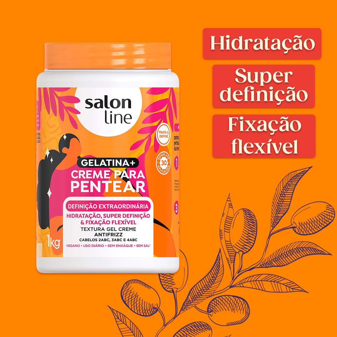 CREME PARA PENTEAR + GELATINA SALON LINE 2 EM 1 DEFINIÇÃO EXTRAORDINÁRIA 1KG