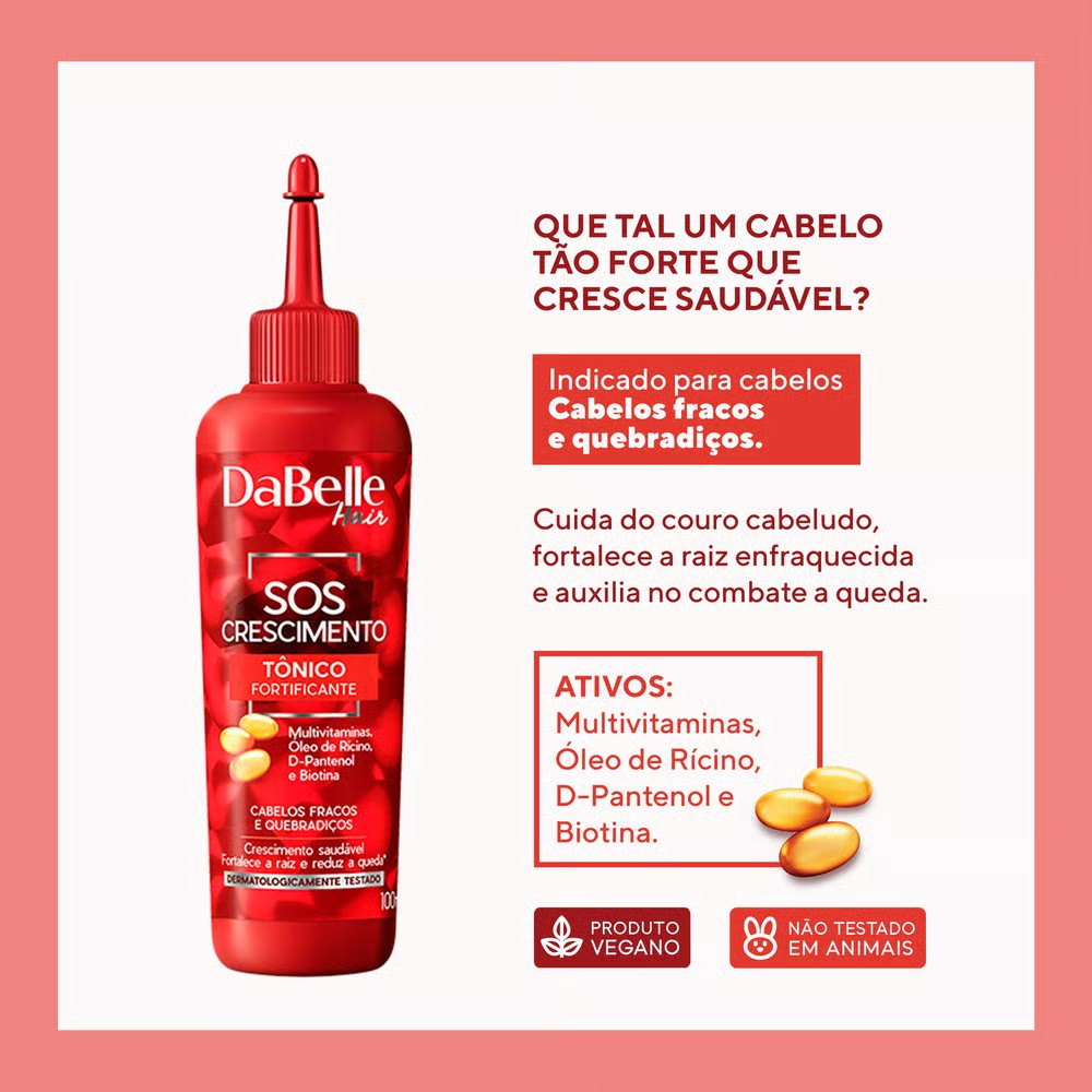TÔNICO CAPILAR DABELLE FORTIFICANTE SOS CRESCIMENTO 100ML