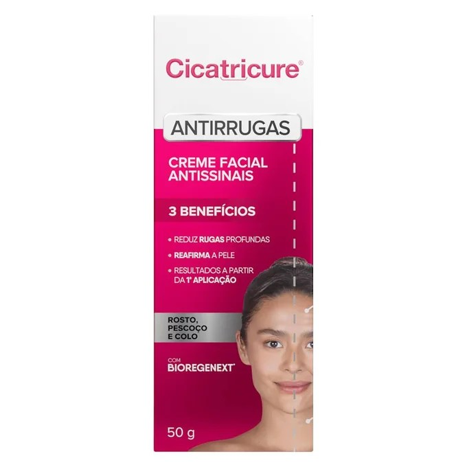 CREME FACIAL CICATRICURE ANTIRRUGAS ANTISSINAIS 50G