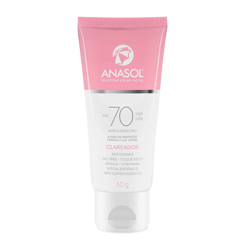 PROTETOR SOLAR FACIAL ANASOL CLAREADOR FPS 70 UVA+UVB 60G