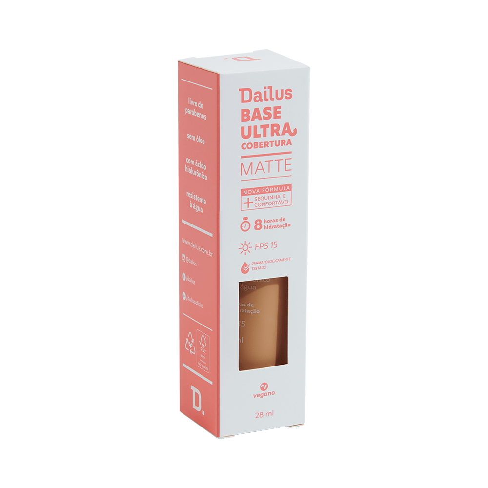 BASE LÍQUIDA DAILUS ULTRA COBERTURA MATTE FPS 15 D.7 MÉDIO 28ML