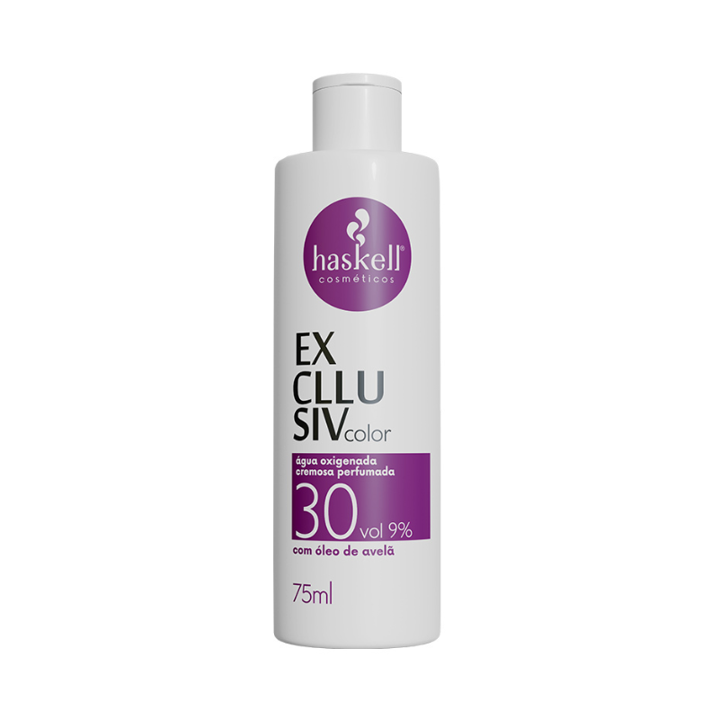 ÁGUA OXIGENADA HASKELL CREMOSA EXLLUSIV COLOR 30 VOL 9% COM ÓLEO DE AVELÃ 75ML
