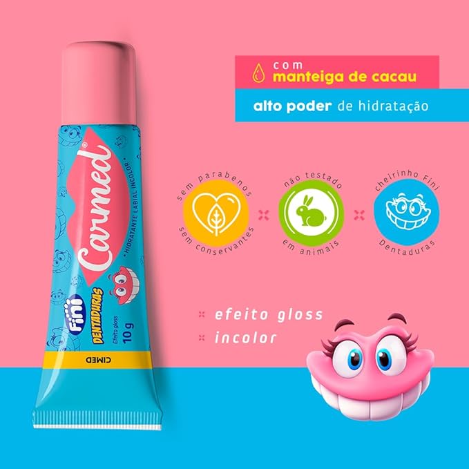HIDRATANTE LABIAL CARMED FINI DENTADURAS EFEITO GLOSS INCOLOR 10G