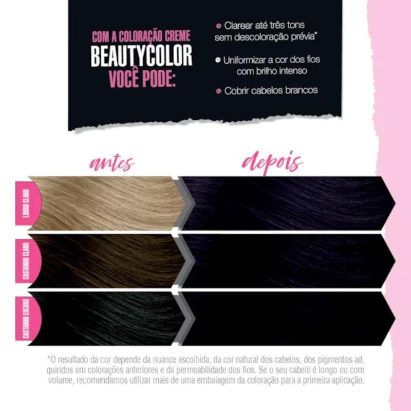 KIT TINTA CAPILAR BEAUTYCOLOR 3.66 CASTANHO PÚRPURA