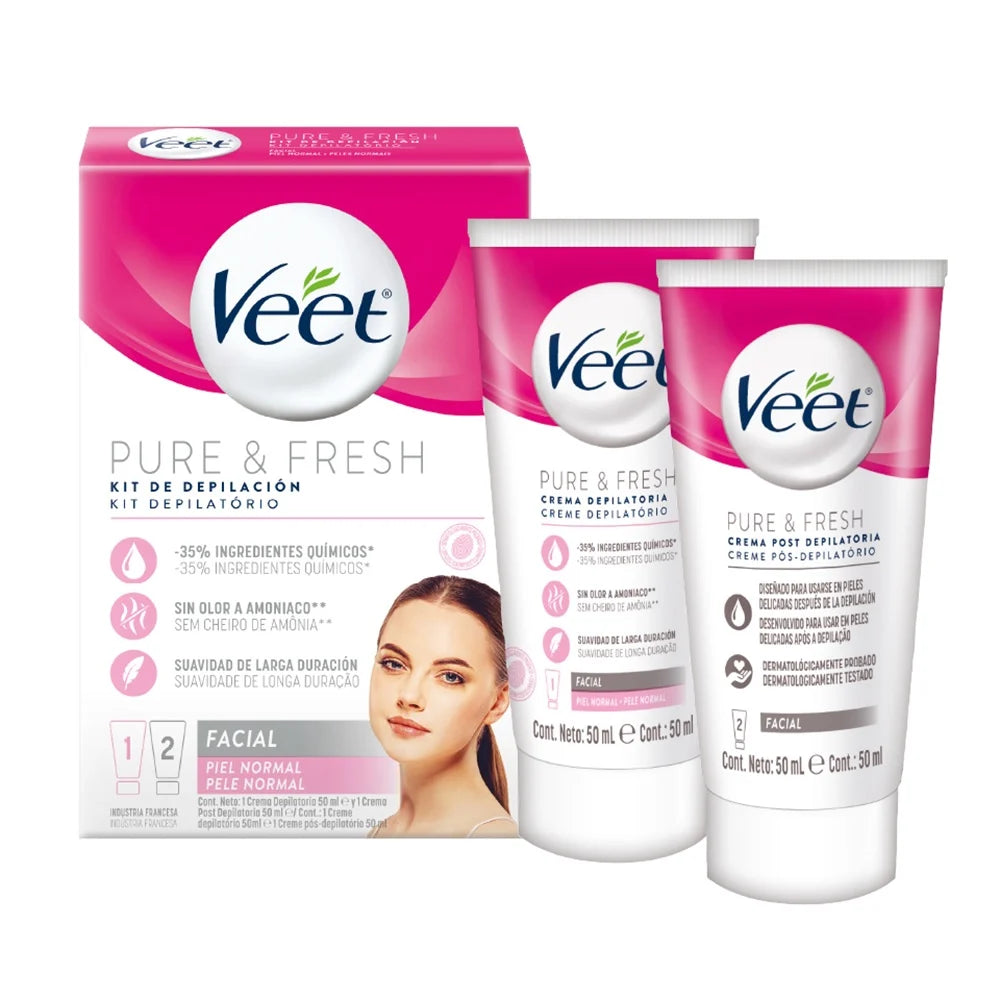 KIT VEET CREME DEPILATÓRIO 50ML+PÓS DEPILATÓRIO FACIAL NORMAL 50ML 2 UNIDADES