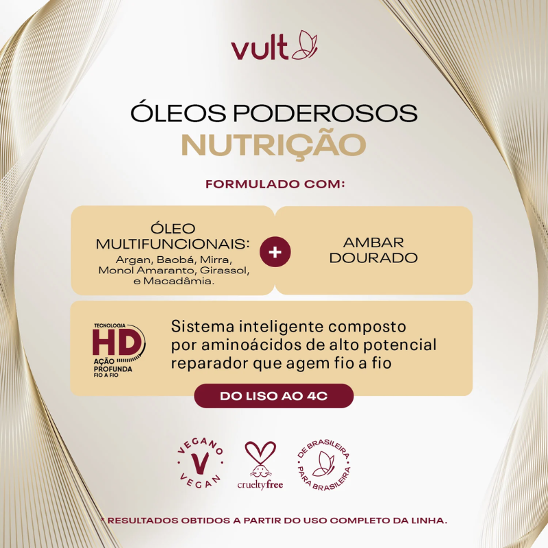 MÁSCARA CAPILAR VULT HIPER-NUTRITIVA ÓLEOS PODEROSOS NUTRIÇÃO 250ML