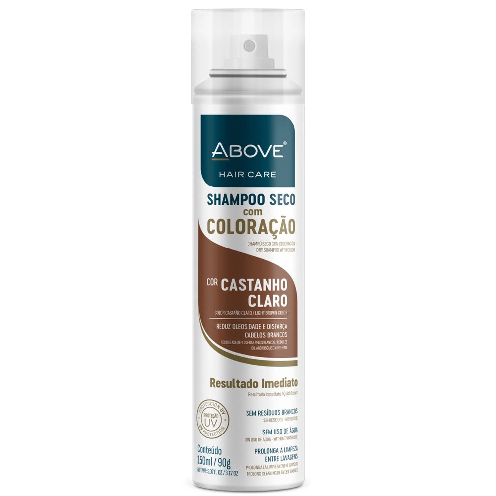 SHAMPO SECO ABOVE COM COLORAÇÃO CASTANHO CLARO 150ML