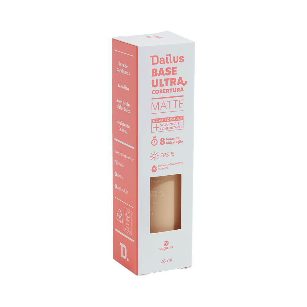 BASE LÍQUIDA DAILUS ULTRA COBERTURA MATTE FPS 15 D.2 CLARO 28ML