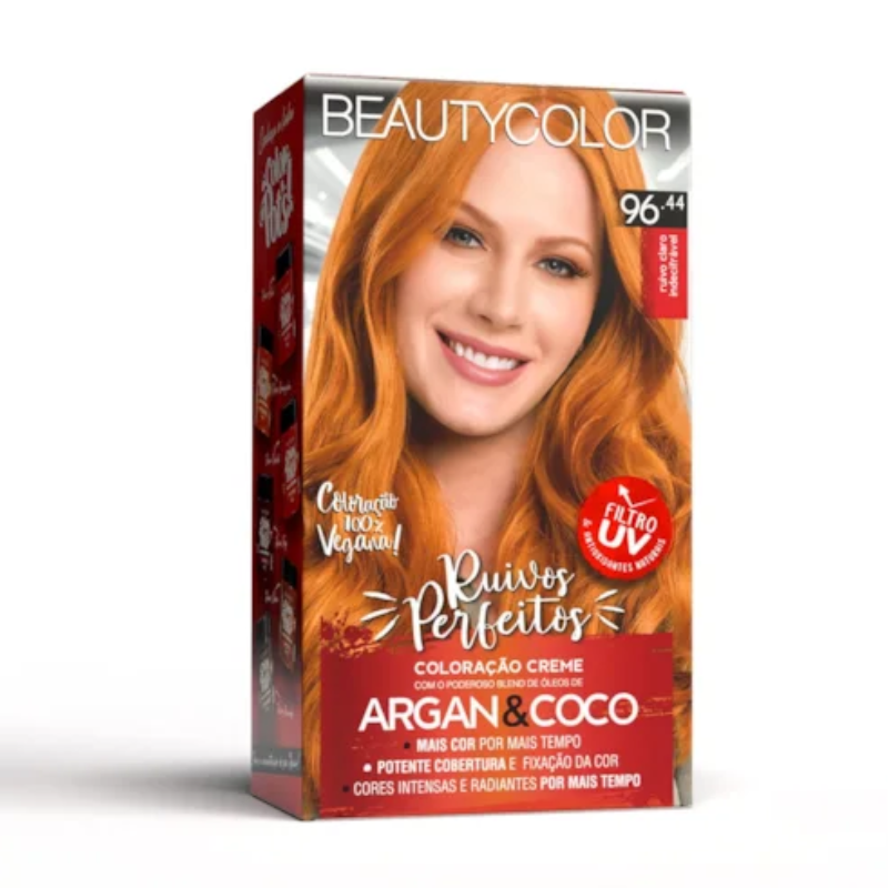 KIT TINTA CAPILAR BEAUTYCOLOR 96.44 RUIVO CLARO INDECIFRÁVEL
