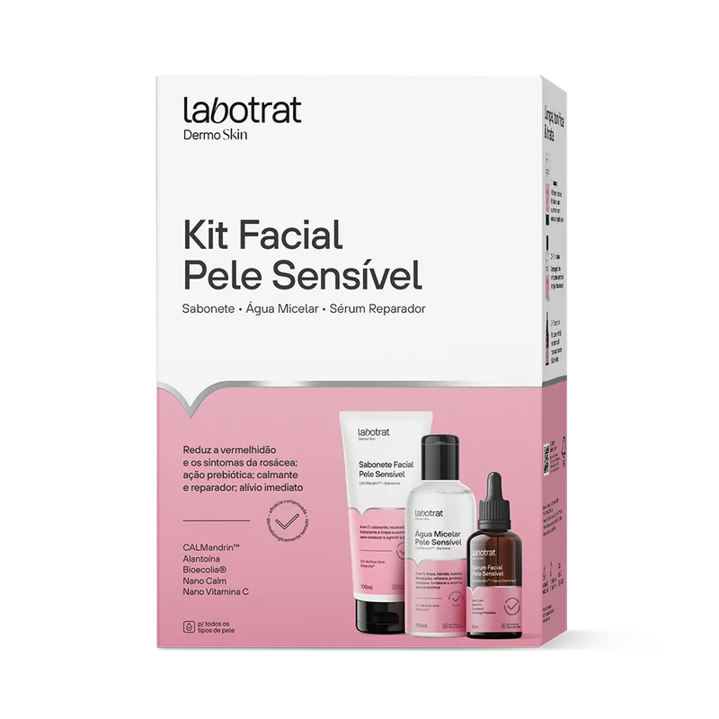 KIT FACIAL LABOTRAT PELE SENSÍVEL SABONETE 100ML+ÁGUA MICELAR 110ML+ SÉRUM 30ML