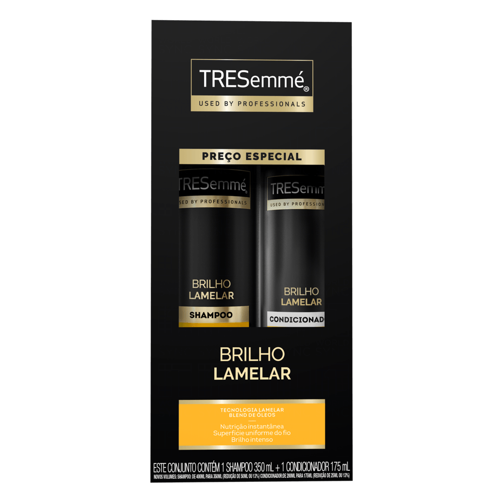 KIT TRESEMMÉ SHAMPOO 350ML+ CONDICIONADOR 175ML BRILHO LAMELAR 2 UNIDADES