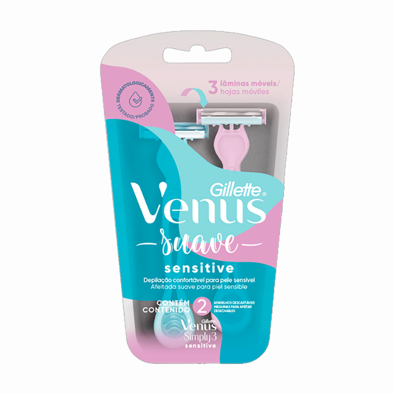 APARELHO DEPILATÓRIO GILLETTE VENUS SUAVE SENSITIVE 2 UNIDADES