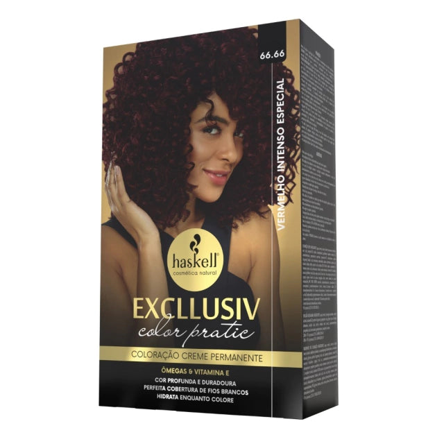 KIT TINTA CAPILAR HASKELL EXCLLUSIV COLOR PRATIC 66.66 VERMELHO INTENSO ESPECIAL