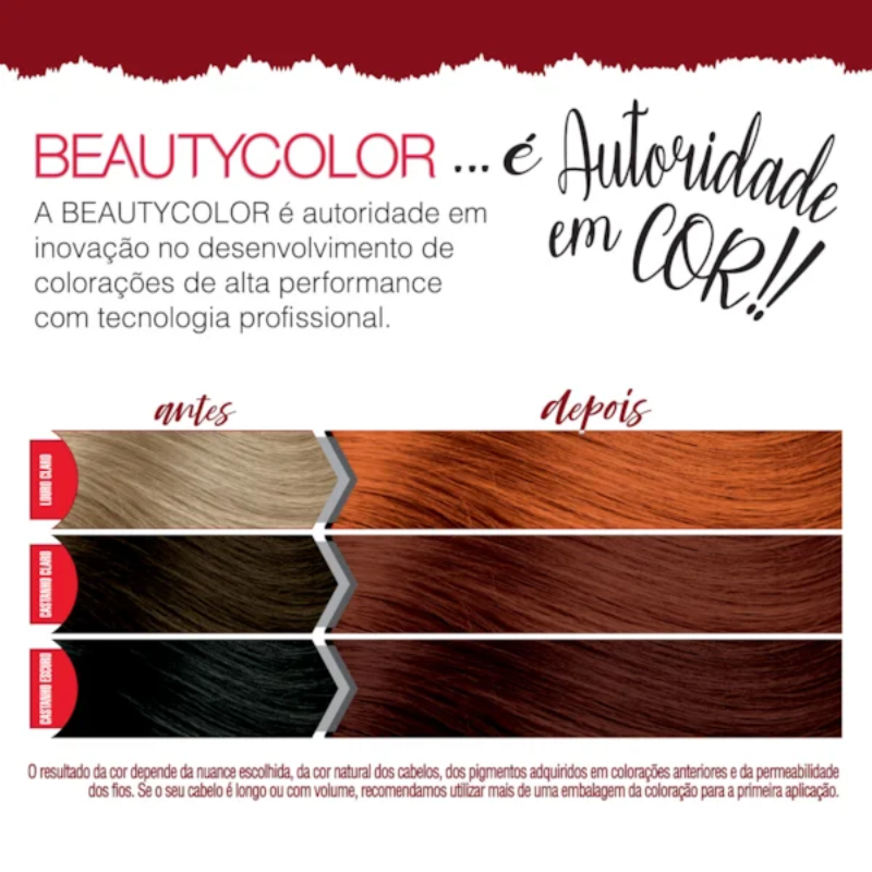 KIT TINTA CAPILAR BEAUTYCOLOR 76.44 RUIVO ABSOLUTO