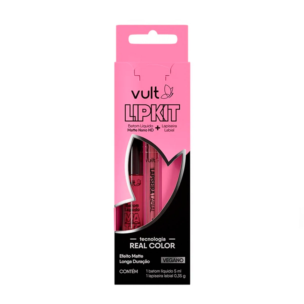 KIT VULT BATOM LÍQUIDO MATTE NANO HD 5ML+ LAPISEIRA LABIAL 0,35G MALVA LIPKIT