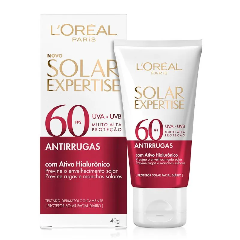PROTETOR FACIAL SOLAR L'ORÉAL PARIS SOLAR EXPERTISE FPS 60 ANTIRRUGAS 40G