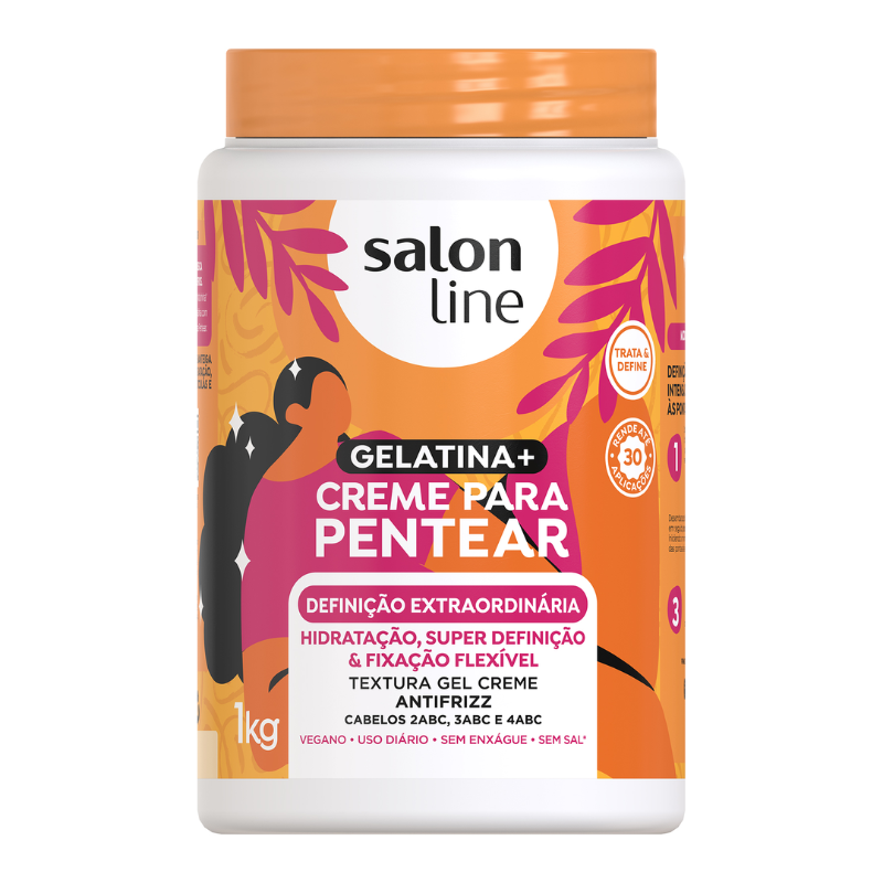 CREME PARA PENTEAR + GELATINA SALON LINE 2 EM 1 DEFINIÇÃO EXTRAORDINÁRIA 1KG