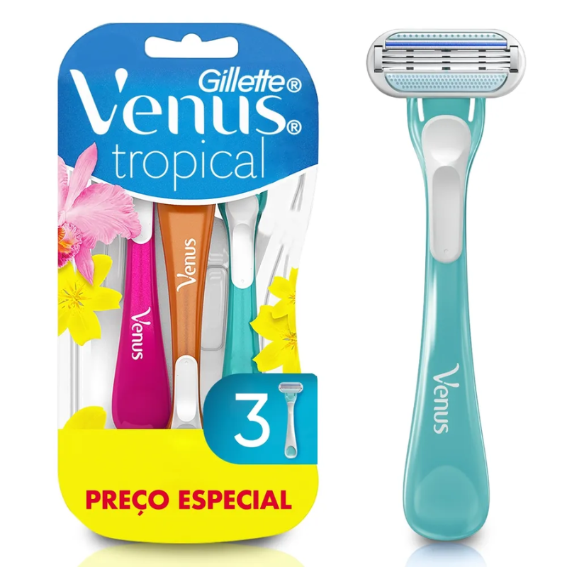 KIT APARELHO PARA SE DEPILAR GILETTE VENUS TROPICAL 3 UNIDADES