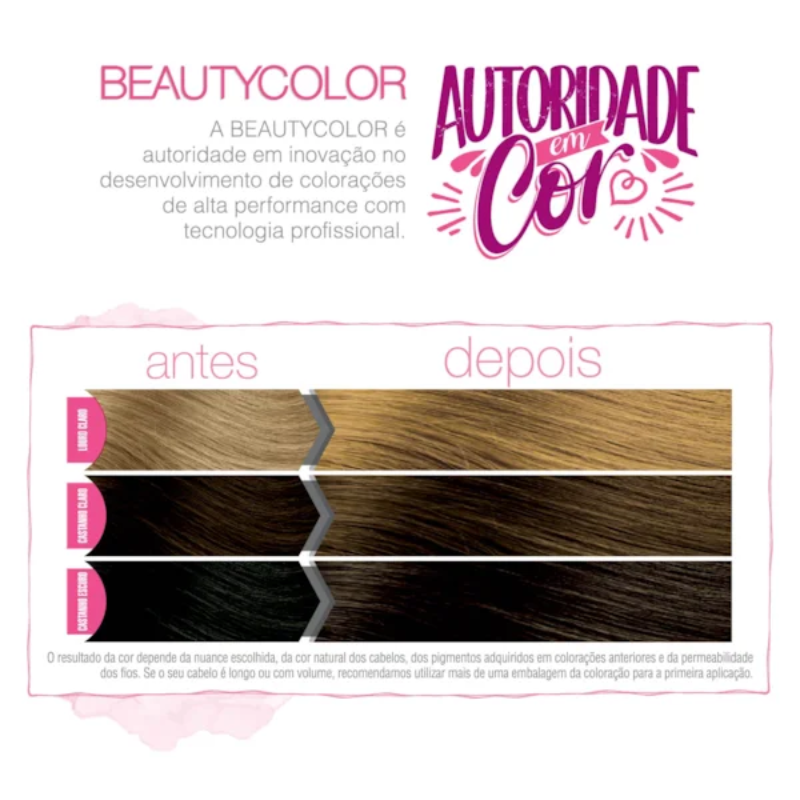 KIT TINTA CAPILAR BEAUTYCOLOR PURRISÍ SEM AMÔNIA 8.0 LOURO CLARO