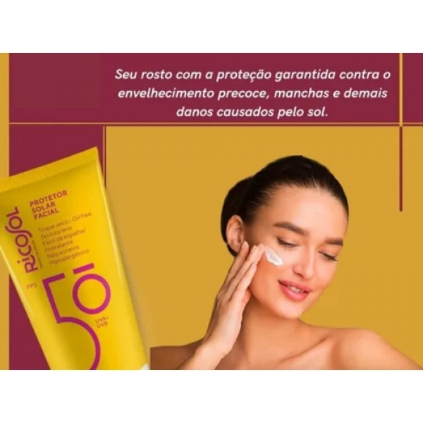 PROTETOR SOLAR FACIAL RICOSOL FPS 50 UVA+UVB 50G
