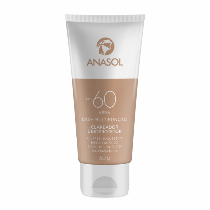 PROTETOR SOLAR FACIAL ANASOL CLAREADOR E BIOPROTETOR FPS 60 MÉDIA BASE MULTIFUNÇÃO 60G