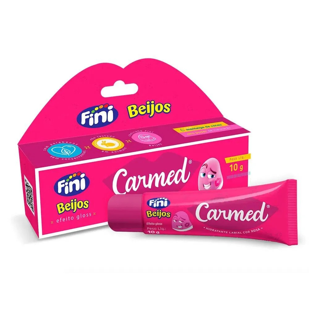 HIDRATANTE LABIAL CARMED FINI BEIJOS EFEITO GLOSS COR ROSA 10G