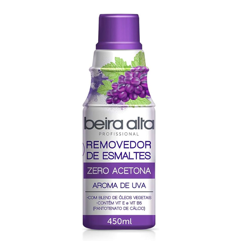 REMOVEDOR DE ESMALTE BEIRA ALTA SEM ACETONA UVA 450ML