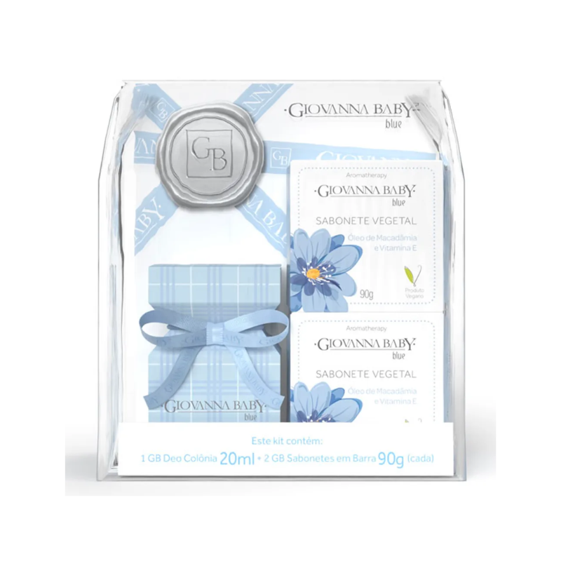 KIT GIOVANNA BABY DEO COLÔNIA DESODORANTE 20ML + 2 SABONETES EM BARRA 90G BLUE