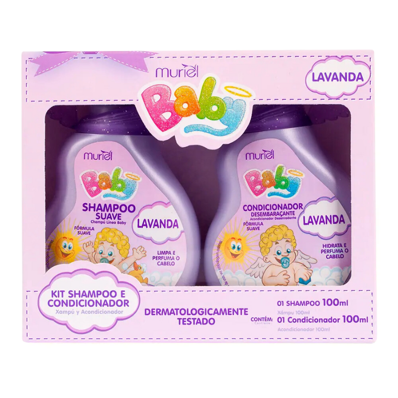 KIT MURIEL BABY SHAMPOO SUAVE 100ML + CONDICIONADOR DESEMBARAÇANTE 100ML LAVANDA