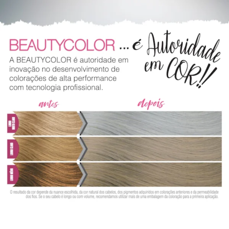 KIT TINTA CAPILAR BEAUTYCOLOR 12.112 LOURO ULTRA CLARÍSSIMO ESPECIAL EXTRA CINZA