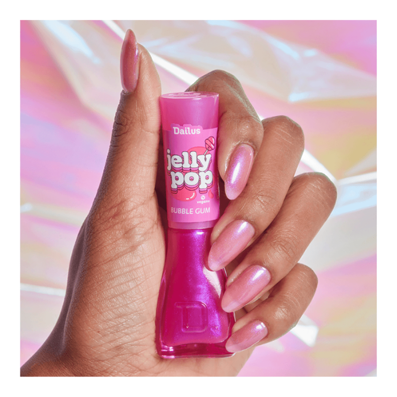 ESMALTE DAILUS JELLY POP BUBBLE GUM TOP COAT HOLOGRÁFICO 8ML