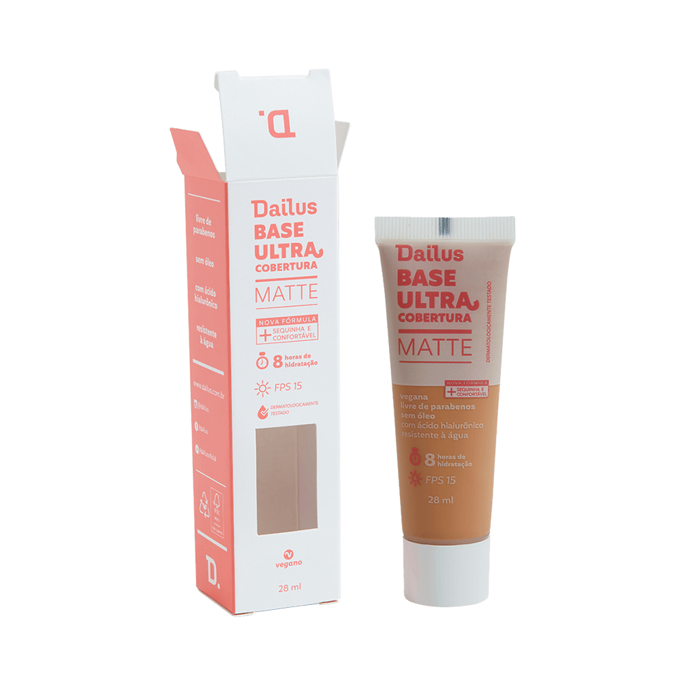 BASE LÍQUIDA DAILUS ULTRA COBERTURA MATTE FPS 15 D.7 MÉDIO 28ML