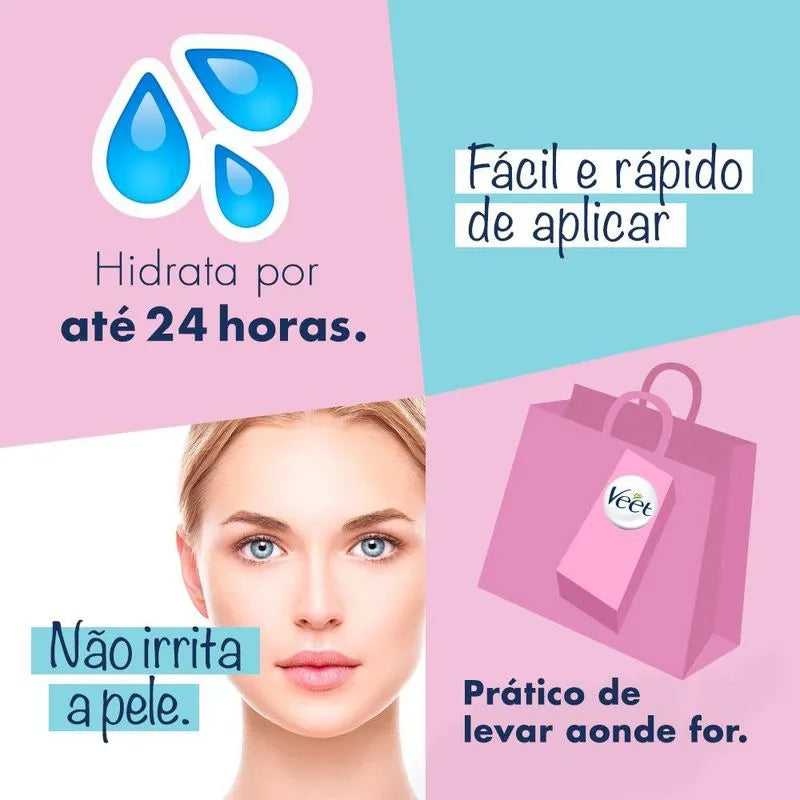 FOLHAS DEPILATÓRIAS VEET FACIAL EASY-GELWAX 12 UNIDADES