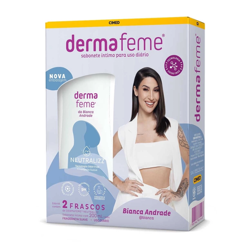 KIT SABONETE LÍQUIDO ÍNTIMO DERMAFEME NEUTRALIZZ 200ML+200ML