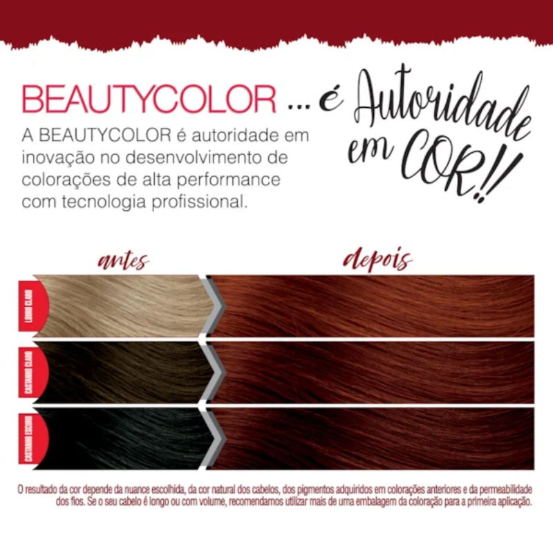 KIT TINTA CAPILAR BEAUTYCOLOR 66.74 RUIVO DOCE DE LEITE
