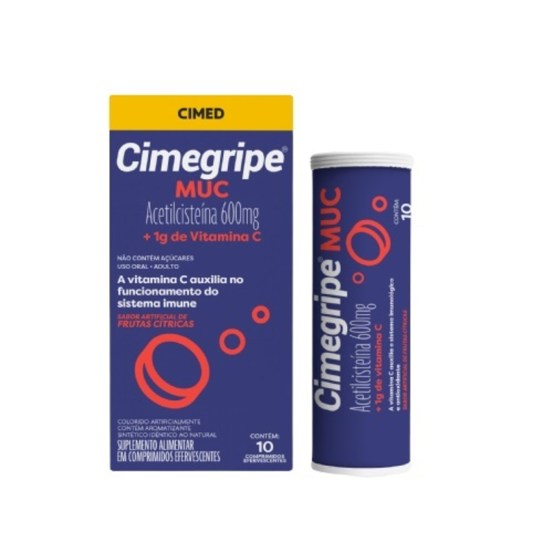 CIMEGRIPE MUC COM 10 COMPRIMIDOS EFERVESCENTES FRUTAS CÍTRICAS