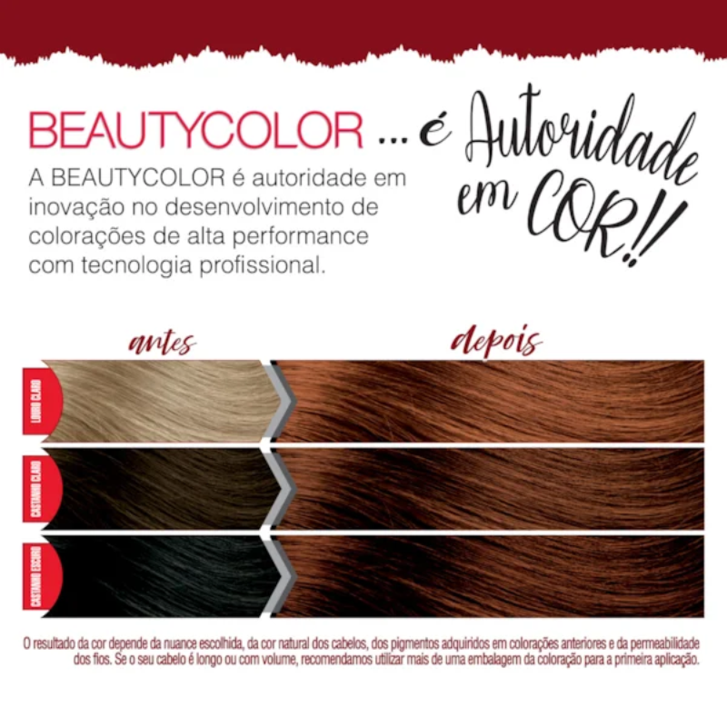 KIT TINTA CAPILAR BEAUTYCOLOR 86.74 RUIVO CARAMELO