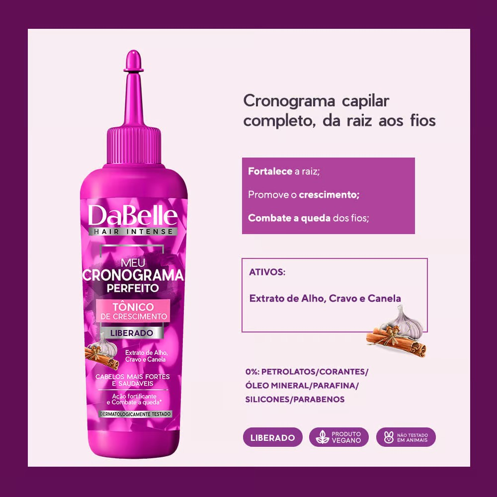 TÔNICO CAPILAR DABELLE DE CRESCIMENTO MEU CRONOGRAMA PERFEITO 100ML