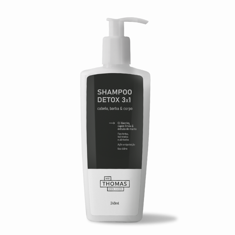 SHAMPOO MR THOMAS DETOX 3X1 CABELO, BARBA & CORPO 240ML