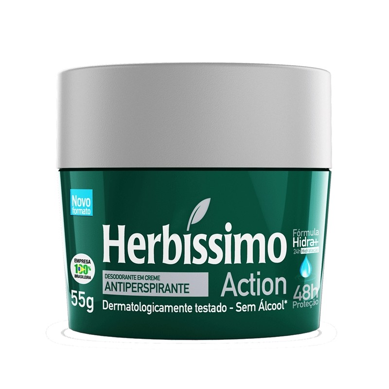 DESODORANTE HERBÍSSIMO CREME ACTION ANTIPERSPIRANTE 55G