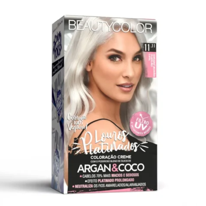KIT TINTA CAPILAR BEAUTYCOLOR 11.11 LOURO CLARÍSSIMO ESPECIAL PLATINADO