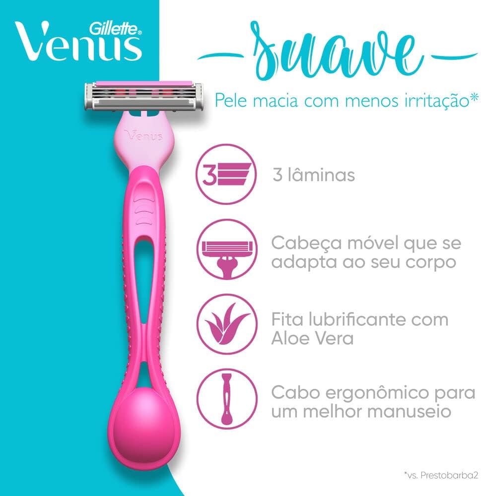 APARELHO DE DEPILAÇÃO GILLETTE VENUS SIMPLY 3 SUAVE 2 UNIDADES